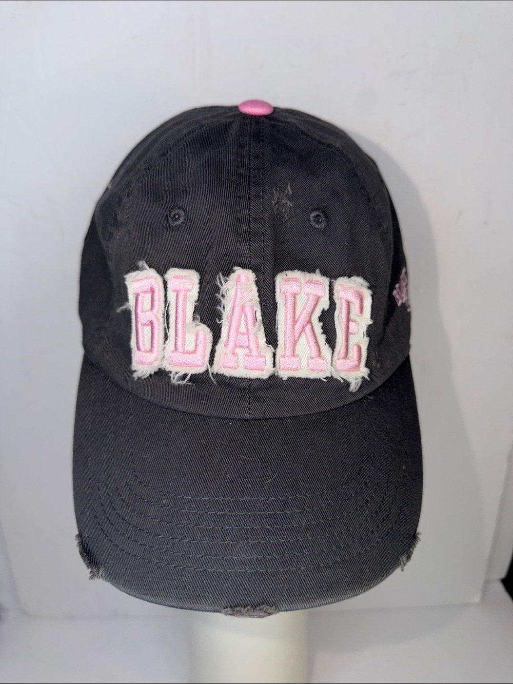 Blake Shelton Black Baseball Cap with Pink 'BLAKE' Patch